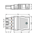 Plug with strain relief housing 4-pole white