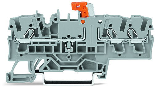 3-conductor disconnect/test terminal block with test option orange disconnect link gray