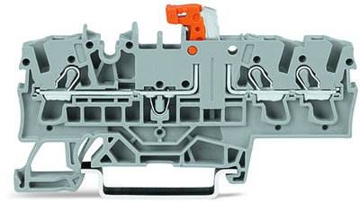 3-conductor disconnect/test terminal block with test option orange disconnect link gray