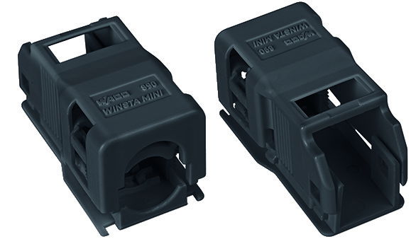 Strain relief housing 2-pole with locking clip black