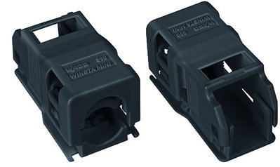 Strain relief housing 2-pole with locking clip black