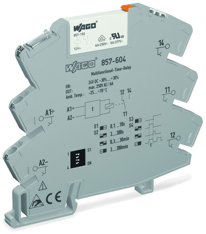 Timer relay module Nominal input voltage: 24 VDC Limiting continuous current: 6 A gray