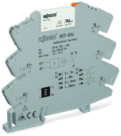 Timer relay module Nominal input voltage: 24 VDC Limiting continuous current: 6 A gray