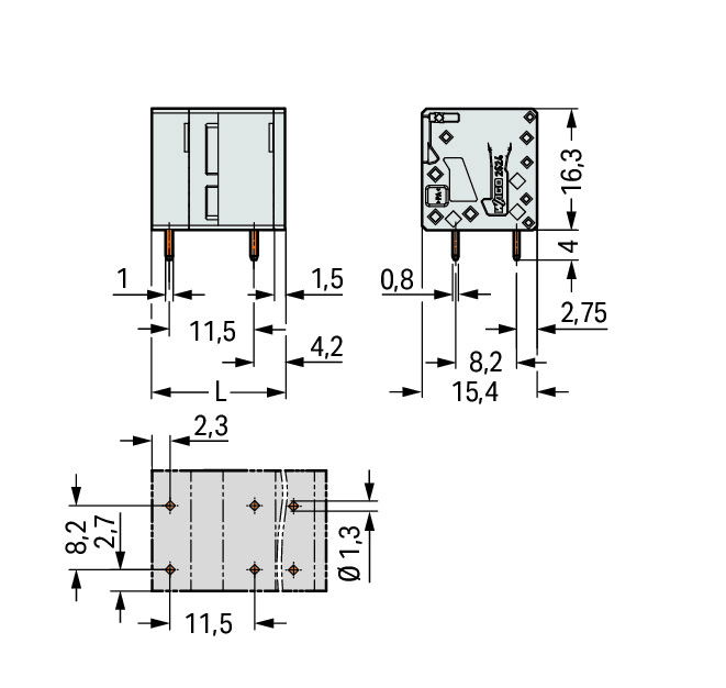 PCB terminal block 4 mm² Pin spacing 11.5 mm gray – Image 2 of 2