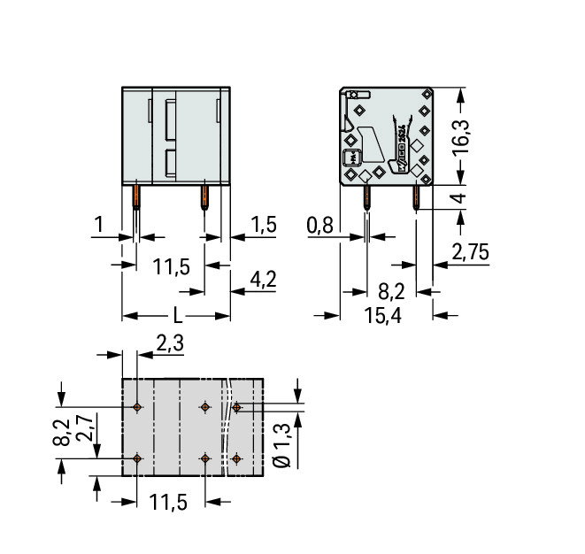 PCB terminal block 4 mm² Pin spacing 11.5 mm gray – Image 2 of 2