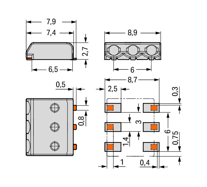 SMD PCB terminal block 0.5 mm² Pin spacing 3 mm white – Image 2 of 3
