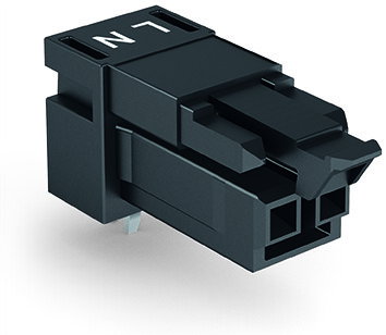 Socket for PCBs angled 2-pole black