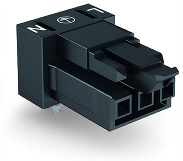 Socket for PCBs angled 3-pole black