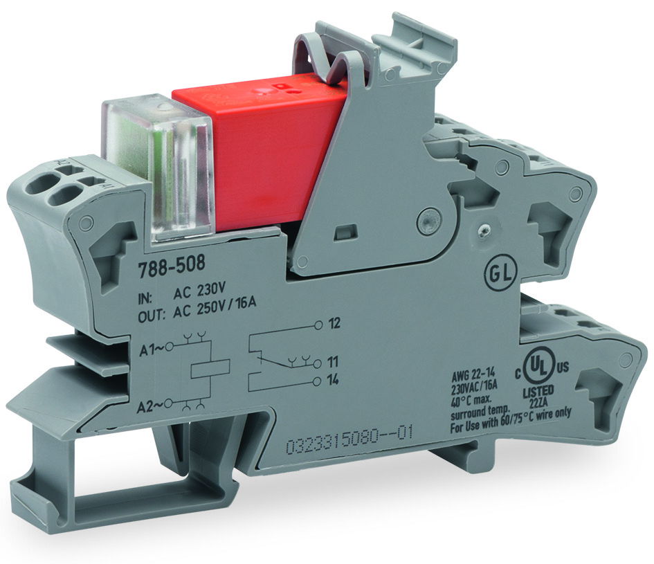 Relay module Nominal input voltage: 230 VAC 1 changeover contact gray