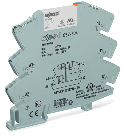 Relay module Nominal input voltage: 24 VDC 1 changeover contact gray
