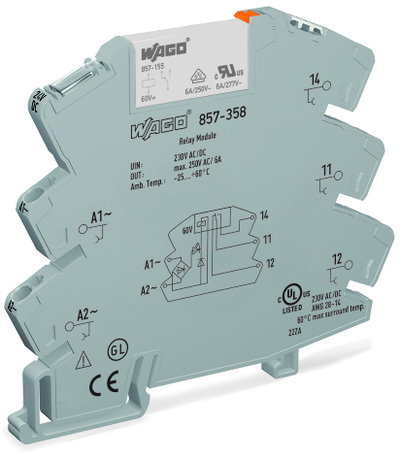 Relay module Nominal input voltage: 230 V AC/DC 1 changeover contact gray