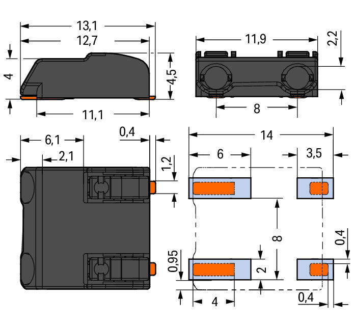 SMD PCB terminal block push-button 0.75 mm² black – Image 2 of 3