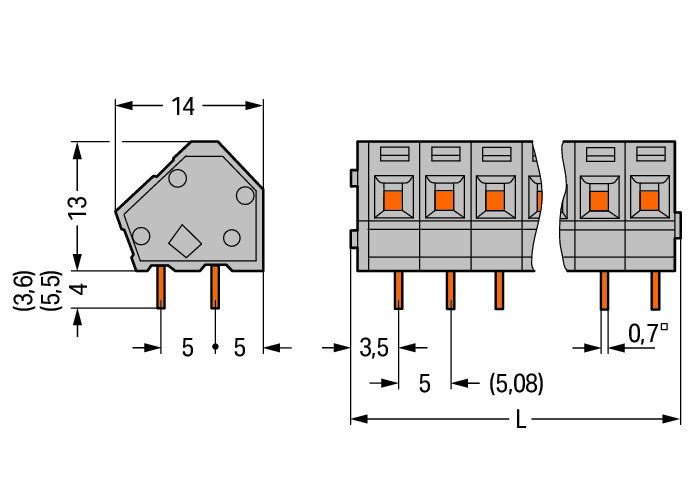 PCB terminal block 2.5 mm² Pin spacing 5/5.08 mm gray – Image 2 of 2