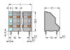 Double-deck PCB terminal block 2.5 mm² Pin spacing 10 mm gray