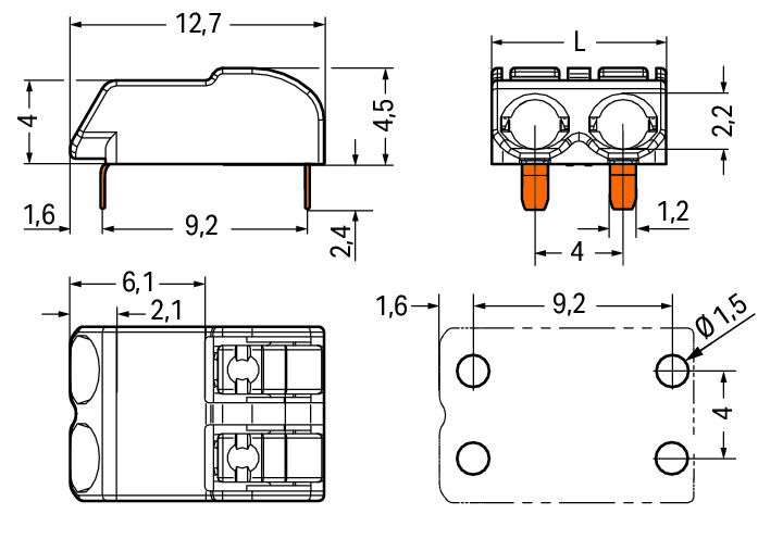 THR PCB terminal block push-button 0.75 mm² white – Image 2 of 3