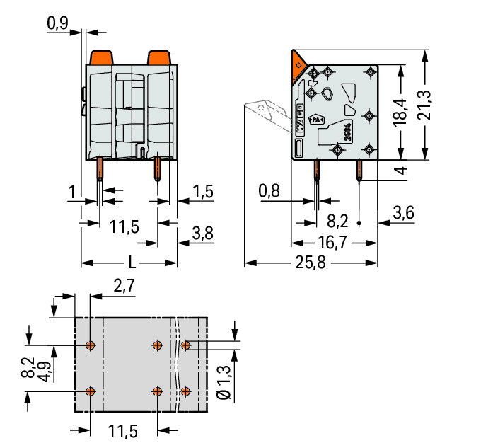 PCB terminal block lever 4 mm² gray – Image 2 of 2