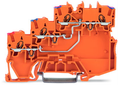 3-conductor sensor supply terminal block with colored conductor entries 1 mm² orange