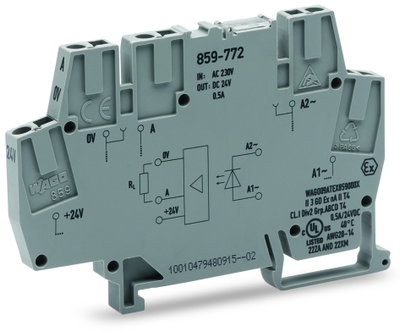 Optocoupler module Nominal input voltage: 230 VAC Output voltage range: 20 … 30 VDC gray