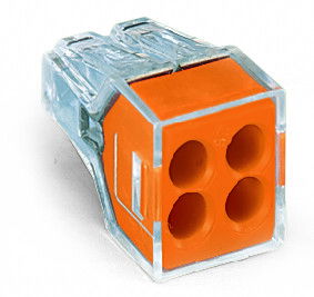 PUSH WIRE® connector for junction boxes for solid and stranded conductors max. 2.5 mm² transparent