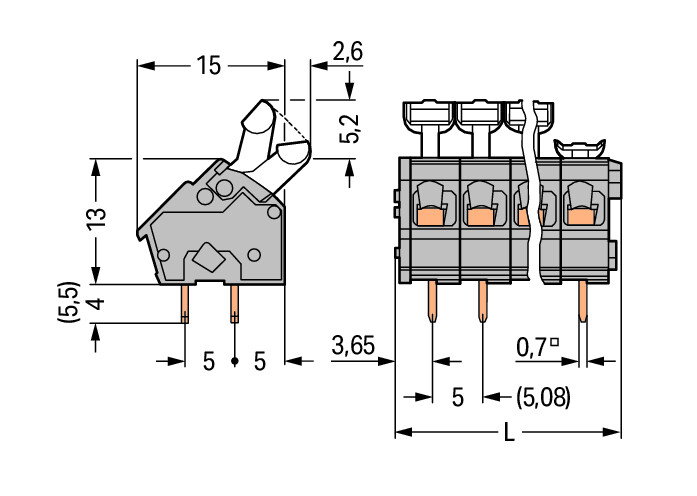 PCB terminal block push-button 2.5 mm² gray – Image 2 of 2