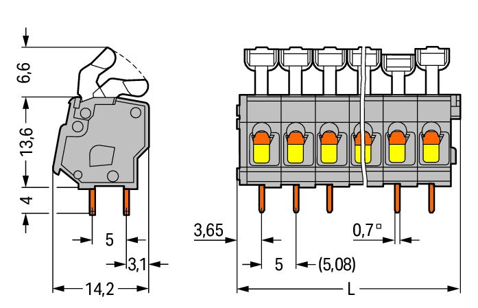 PCB terminal block push-button 2.5 mm² gray – Image 2 of 2