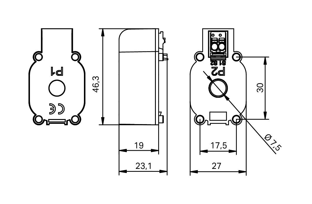 Plug-in current transformer Primary rated current: 64 A Secondary rated current: 1 A – Image 2 of 3