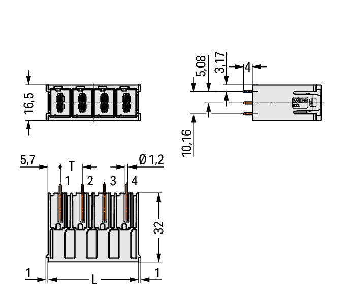 THT male header 1.2 x 1.2 mm solder pin straight light gray – Image 2 of 3