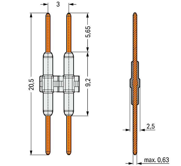 Board-to-Board Link Pin spacing 3 mm 1-pole white – Image 2 of 2