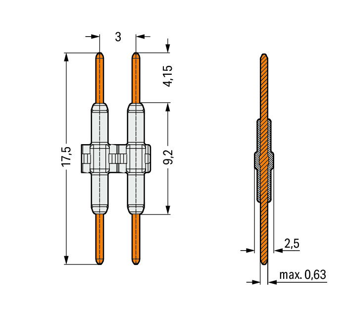 Board-to-Board Link Pin spacing 3 mm 1-pole white – Image 2 of 2