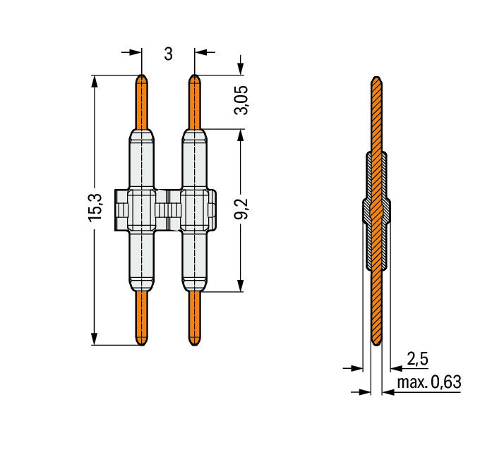 Board-to-Board Link Pin spacing 3 mm 1-pole white – Image 2 of 2