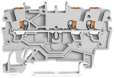 3-conductor through terminal block with push-button 1 mm² gray