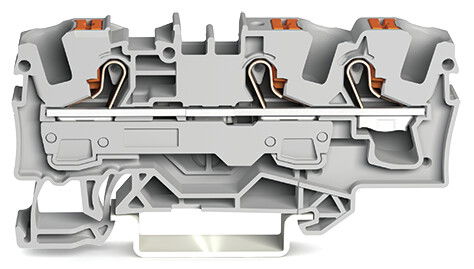 3-conductor through terminal block with push-button 6 mm² gray