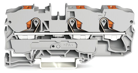 3-conductor through terminal block with push-button 10 mm² gray