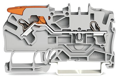 2-conductor through terminal block with lever and Push-in CAGE CLAMP® 2.5 mm² gray