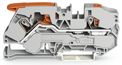 2-conductor through terminal block with lever and push-button 16 mm² gray