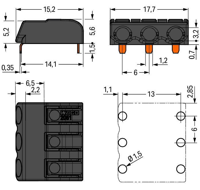 THR PCB terminal block push-button 1.5 mm² black – Image 2 of 3