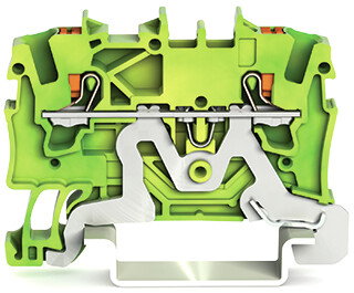 2-conductor ground terminal block with push-button 1.5 mm² green-yellow