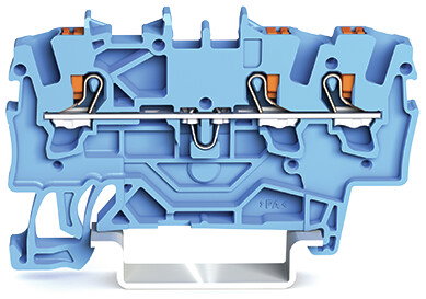 3-conductor through terminal block with push-button 1.5 mm² blue