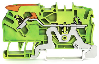 2-conductor ground terminal block with lever and Push-in CAGE CLAMP® 2.5 mm² green-yellow