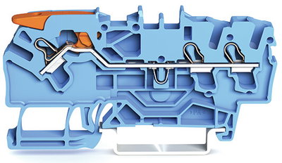 3-conductor through terminal block with lever and Push-in CAGE CLAMP® 2.5 mm² blue