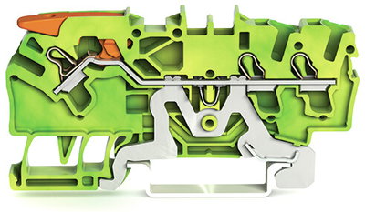 3-conductor ground terminal block with lever and Push-in CAGE CLAMP® 2.5 mm² green-yellow