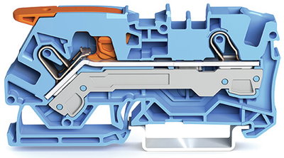 2-conductor through terminal block with lever and Push-in CAGE CLAMP® 6 mm² blue