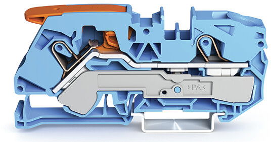 2-conductor through terminal block with lever and Push-in CAGE CLAMP® 16 mm² blue