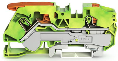 2-conductor ground terminal block with lever and push-button 16 mm² green-yellow