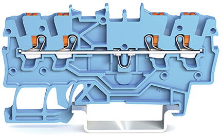 4-conductor through terminal block with push-button 1 mm² blue