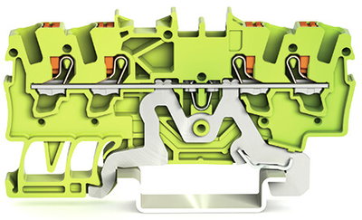 4-conductor ground terminal block with push-button 1.5 mm² green-yellow