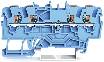 4-conductor through terminal block with push-button 1.5 mm² blue