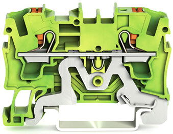 2-conductor ground terminal block with push-button 4 mm² green-yellow