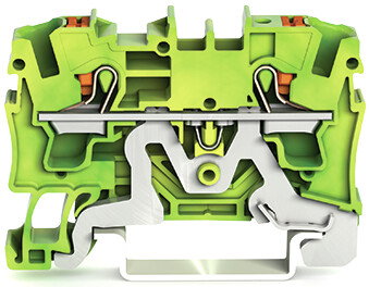 2-conductor ground terminal block with push-button 4 mm² green-yellow