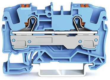 2-conductor through terminal block with push-button 6 mm² blue